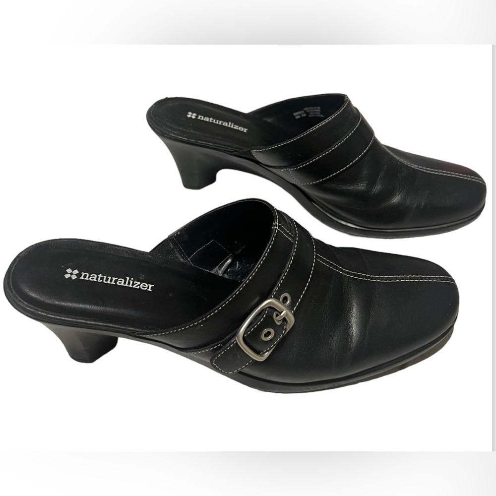 Naturalizer Women’s Y2K Mule Clogs Wedge Slip On Black Leather size 10M